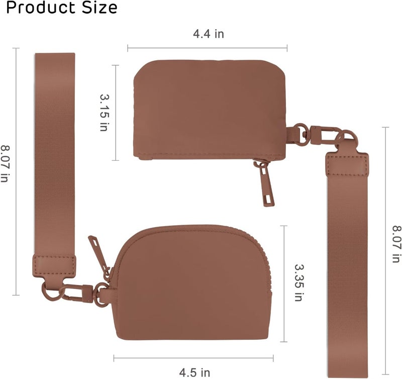 Viverte Mini Zip Around Wristlet Wallets for Women Small Portable Coin Purse Dual Pouch Keychain Wristlet Gifts for Women Travel Sports Outdoors (Brown) - Image 3